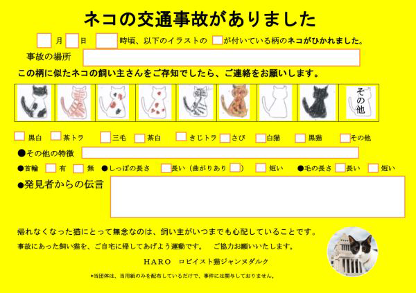 KIT⑦ ポスター「猫の交通事故がありました」20枚